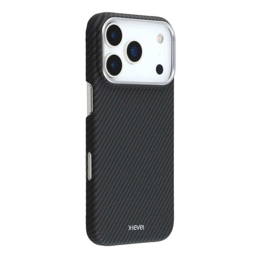 iPhone 17 Pro Max Carbon Fiber 0.6mm Slim X-LEVEL 600D Carbon Case - Black